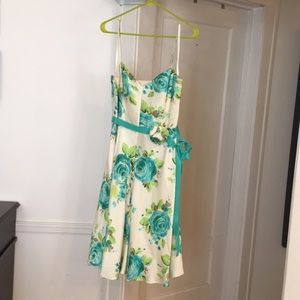 Floral Silk Formal Dress and Matching Clutch